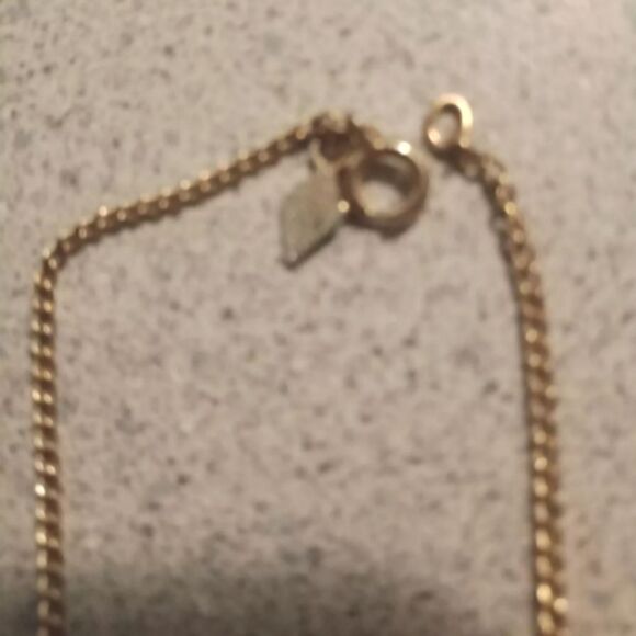 Vintage Sarah Coventry Gold Tone Amber Cabochon Tear Drop Pendant Chain Necklace - Picture 4 of 4